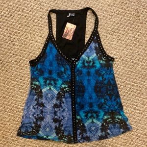 Sparkle & Fade Blue Tank with Studs